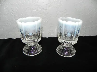 Buy 2 Vintage FENTON Daisy Clear Opalescent Glass Votive Toothpick? / Candle Holders • 21.75£