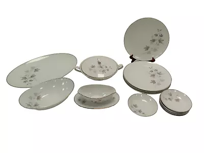 Buy Noritake China Harwood 6312 Dining Service Set Tableware Grey Floral 14 Pcs  • 6.99£