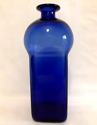 Buy PLUS Norway Richard Duborgh Cobalt Blue Square Bottle Modernist Art Glass 9 1/2  • 19.50£