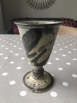 Buy Vintage Hand-thrown Art Studio Pottery Wine Goblet/chalice Speckled Glaze VGC • 10£