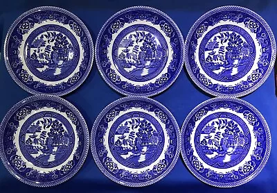 Buy Myott Meakin Old Willow Pattern Tea Saucers 7  Vintage China Staffordshire X 6 • 30£