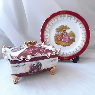 Buy Limoges La Reine Set Plate And Trinket Box Fragonard Love Scene  • 18£