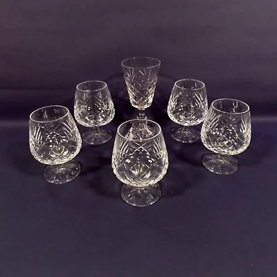 Buy Vintage Crystal Brandy Balloon Glasses X 5 And 1 Sherry Glass Lead Crystal • 30£