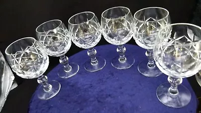 Buy Vintage Cut Lead Crystal Wine Glasses X 6 125ml • 55£