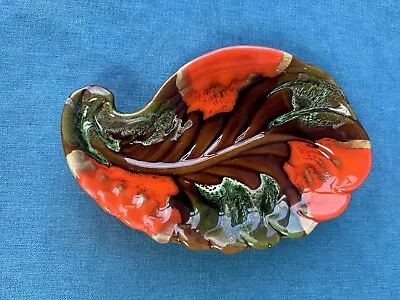 Buy Vintage Vallauris Pottery 60s Glaze Leaf Shaped Dish French Mid Century 15x24cm • 42£