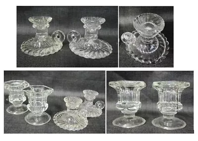 Buy Vintage Retro Pressed Glass Candle Holders 2 Pairs Lovely • 13.79£
