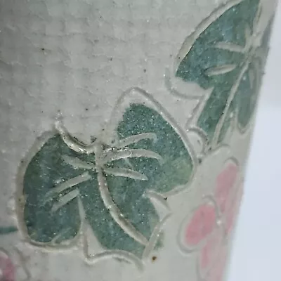 Buy Stoneware  Pottery Grapes Cylinder Art Pottery Vase Japanese Oriental MCM • 19.26£
