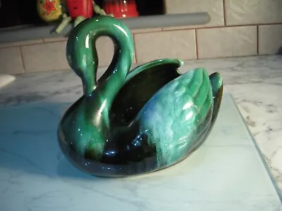 Buy Vintage Blue Mountain Pottery Swan Green Decorative Ornament Trinket Dish • 10£