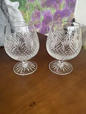 Buy 0146 - Edinburgh Crystal Pair Of Brandy Glasses, Tweed Pattern X 2 • 15£