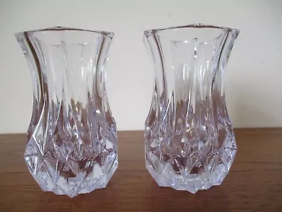 Buy Two Lilac/Blue Cut Crystal Posy Vases • 7£