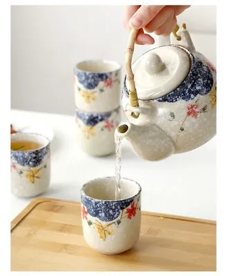 Buy Japanese Chinese Blossom Teapot & 4 Teacups Set • 29.99£