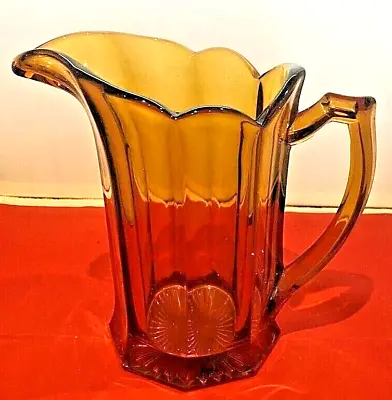 Buy Vintage Amber Glass Jug Vase With Handle Retro 60s 70s  • 10£
