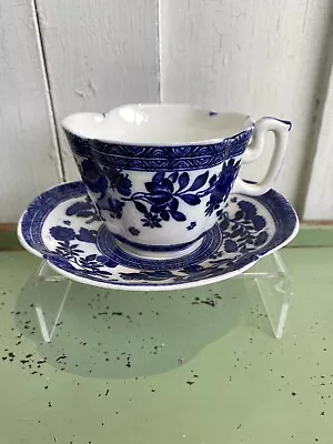 Buy Antique Coalport China Cup And Saucer In Belfort Blue & White Design • 12£