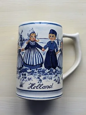 Buy Vintage Dutch Delft Blue Large Hand Painted Children Dancing Tankard Mug • 0.95£
