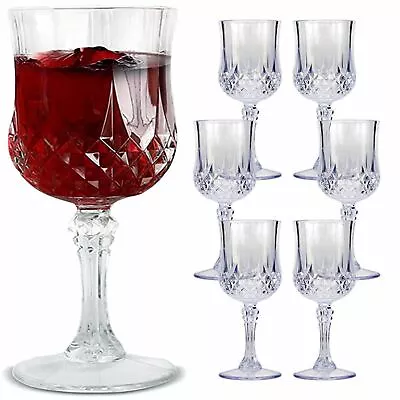 Buy 6 X Champagne Flutes Party Glasses Crystal Effect Cut Wine Glass Stemware 200ml • 9.95£