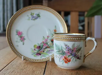 Buy Royal Worcester Antique Cabinet Cup And Saucer Demitasse Jewelled Gold Dots • 31£
