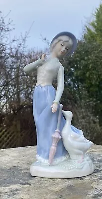 Buy Lladro Style Figurine Of A Lady With A Goose, 21cm High • 15£