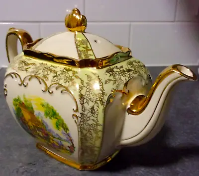 Buy Vintage Sadler Cube Teapot ~English Cottage Garden Crinoline Lady ~ 1.75pt/994ml • 59.99£
