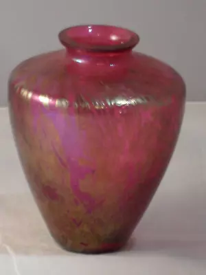 Buy ROYAL BRIERLEY IRIDESCENT STUDIO GLASS  VASE 10.5cms HIGH SIGNED GOOD CONDITION • 14.99£