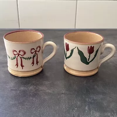 Buy 2 Nicholas Mosse Pottery Cups Mugs Small 7cm Spongeware Tulips Swag Bows Ireland • 70£