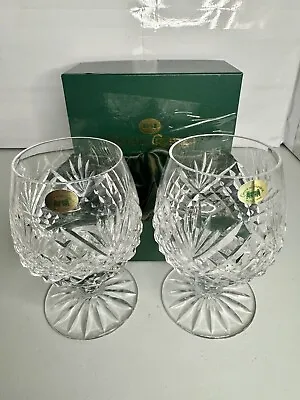 Buy SET OF 2- Tyrone Irish Crystal Clear Cut ROSSES Balloon Wine Glasses 7-5/8  Used • 80.56£