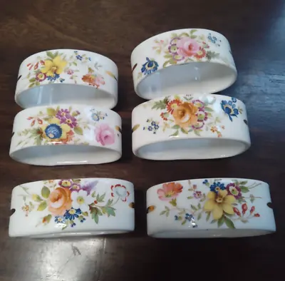 Buy 6x Vintage Napkin Rings - Hammersley Fine China Floral VGC • 6£