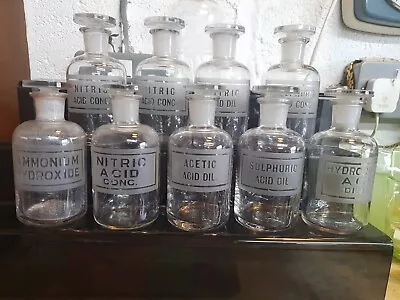 Buy Vintage Glass Science Lab Chemist Apothecary Display Jars Bottles • 22£