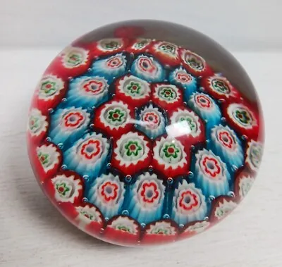 Buy Glass Paperweight Millefiori Red/White/Blue 5cm Height 6.5cm Width • 6.95£