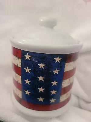 Buy American Flag Canister Jar Warren Kimble Colonial Canister 9  X 7  Sakura New • 14.08£