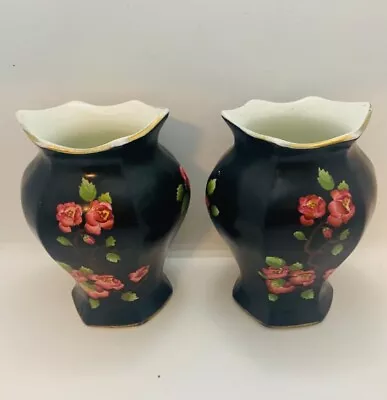 Buy Antique Wiltshaw & Robinson Carlton Ware Peach Blossom Small Vase X 2 Black • 19.99£