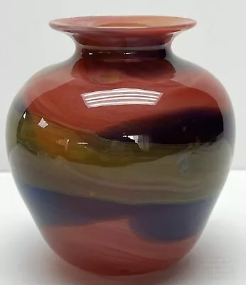 Buy Jolley Glass Works Studio Art Glass Vase Red Blue Green Vase • 47.25£