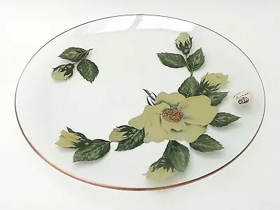 Buy Vintage Chance Glass Round Cake Plate With Wild Yellow Roses 24cm Diameter • 10.99£