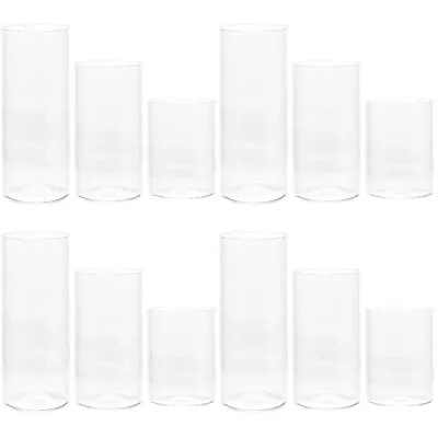 Buy  12 Pcs Hurricane Glass Candle Holders Cylinder Candleholders Candlestick • 42.46£