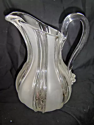 Buy Gorgeous Vintage Large Frosted And Clear Striped Jug • 5.99£