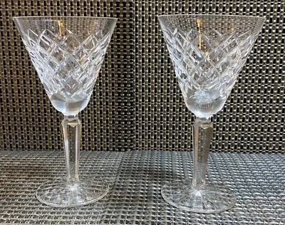 Buy Vintage WATERFORD Crystal Ireland TYRONE Cut Set Of 2 CLARET Wine Glasses 6 1/2” • 42.68£