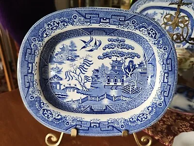 Buy 11  Blue Willow Transferware Staffordshire Stone Crown China Platter • 61.57£