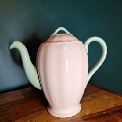 Buy Vintage 1950's Porcelain Peach Leaf Petal Grindley Ware Tall Teapot Pink Green • 23.89£