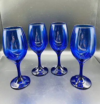 Buy Classic Cobalt Sapphire Blue Wine Glass Goblet 12 Oz Glassware Drinkware • 12.82£