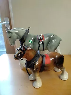 Buy Shire Horse Grey Large By Nelson Staffordshire 25cm  + Brown Horse❤️ CHARITY • 14£