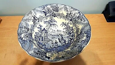 Buy Antique Blue & White Transferware Wash Bowl. Asiatic Views Pattern.  • 9.99£