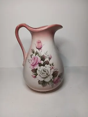 Buy Vintage Pitcher Water Jug Staffordshire Ironstone Pink 8  Tall • 6.99£