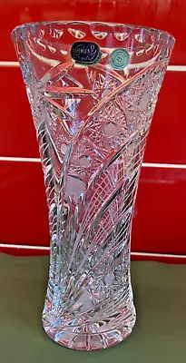 Buy Fabulous Bohemia Hand Cut Lead Crystal Glass Vase Czech Republic Heavy 8.5  Tall • 35£