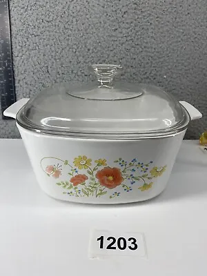 Buy Vintage Corning Ware  PYREX Wildflower Poppy Casserole Dish  Lid  3 Quart  A-3-B • 18.96£