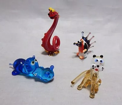 Buy Beautifully Detailed Blown Glass Miniature Animals Lot Of 4 • 17.36£