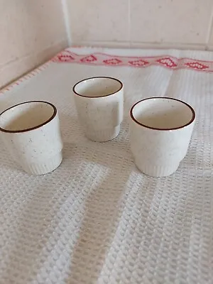 Buy Vintage Poole Pottery  Parkstone Off White/grey Fleck EGG CUPS  X 3 • 5£