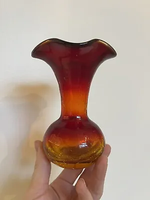 Buy Vintage Amberina Glass Crackle Vase 6  Tall • 20.89£
