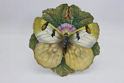 Buy Rare Minton Majolica BUTTERFLY On Leaf Plate - Plate Number 2 • 317.69£