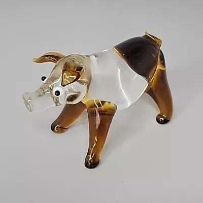 Buy Vintage Glass Pig Clear W/ Amber Brown Legs Murano Style 2.5  Small Cute EUC • 19.27£