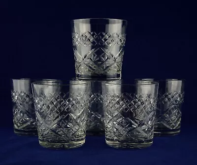 Buy Cut Crystal Glass Tumblers X6 Vintage Old Fashioned / Whiskey Set - PERFECT • 49.50£
