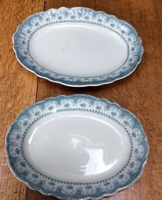 Buy Antique W H Grindley Ismay Pattern Turquoise And White Oval Serving Plates 1891 • 8.90£
